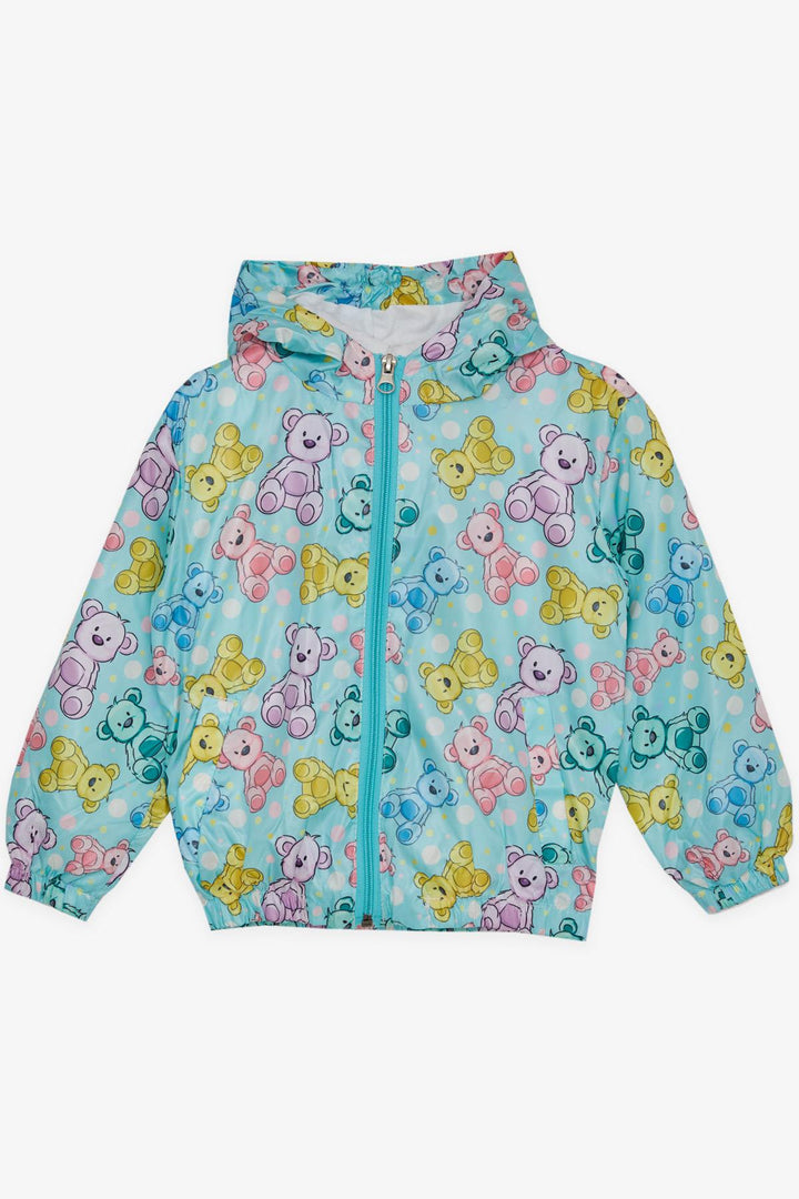 BRE Breeze Girl Child Raincoat Cute Bear Patterned 1-5 Years, Water Green - Kaunas