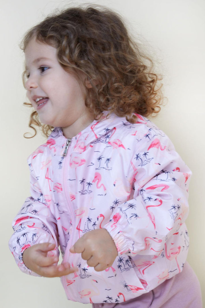 BRE Breeze Girl Child Raincoat Cute Flamingo Patterned 1-5 Years, Powder - Whitby