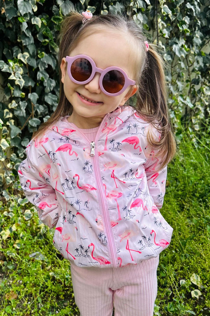 BRE Breeze Girl Child Raincoat Cute Flamingo Patterned 1-5 Years, Powder - Whitby