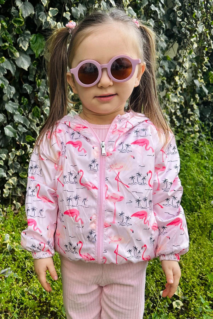 BRE Breeze Girl Child Raincoat Cute Flamingo Patterned 1-5 Years, Powder - Whitby