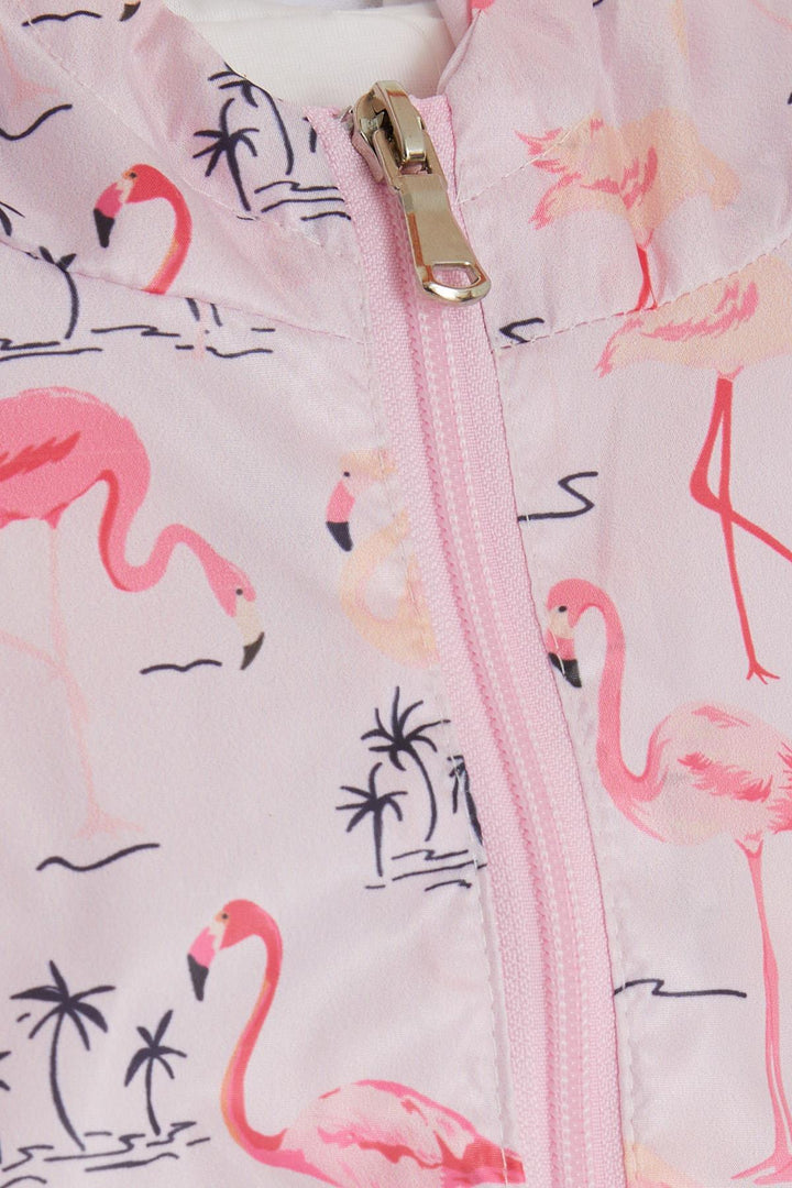 BRE Breeze Girl Child Raincoat Cute Flamingo Patterned 1-5 Years, Powder - Whitby