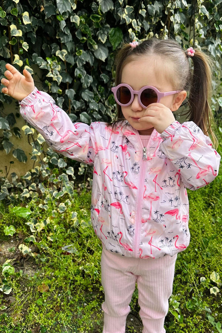 BRE Breeze Girl Child Raincoat Cute Flamingo Patterned 1-5 Years, Powder - Whitby