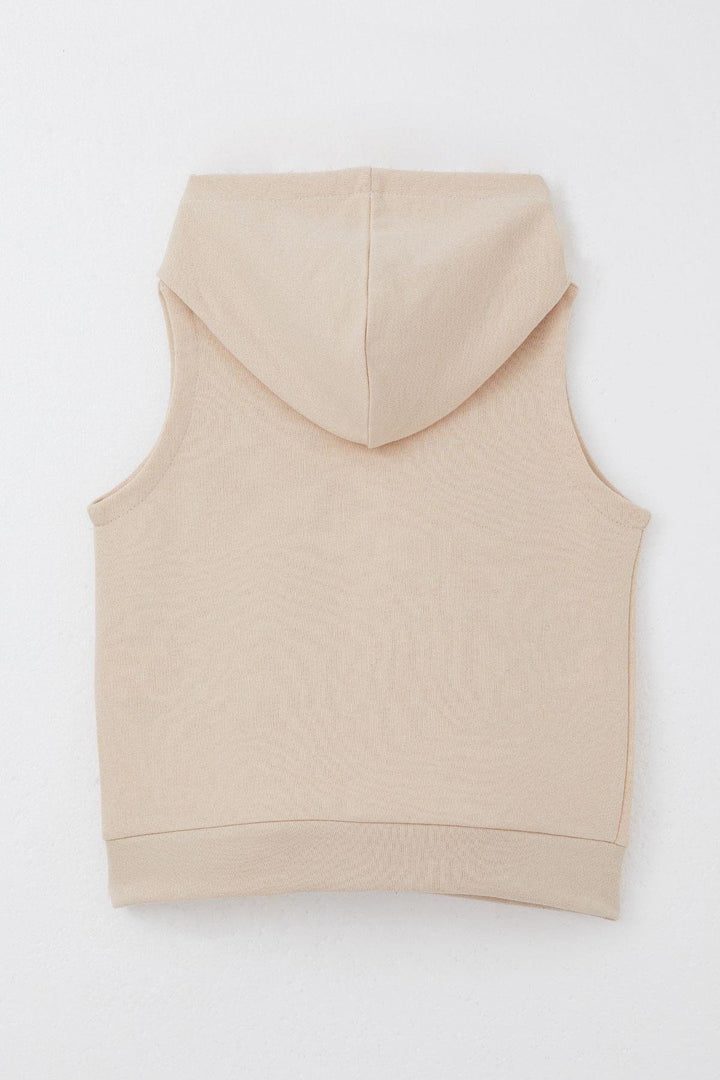 BRE Breeze Girl's Vest Heart & Text Embroidered Zippered 3-8 Years, Beige - Aubagne