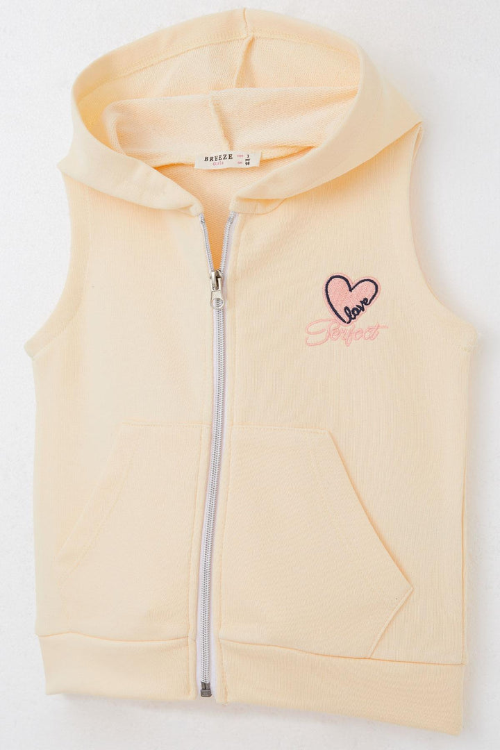 BRE Breeze Girl's Vest Heart & Text Embroidered Zippered 3-8 Years, Yellow - Fond du Lac