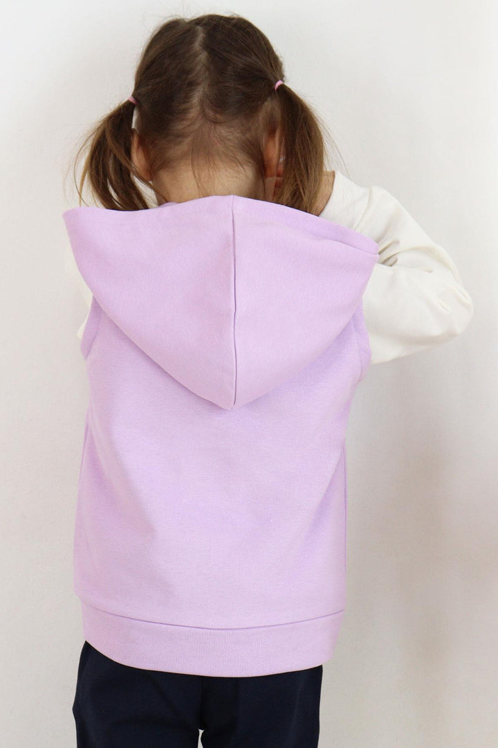 BRE Breeze Girl's Vest Heart & Text Embroidered Zippered 3-8 Years, Lilac - Lompoc