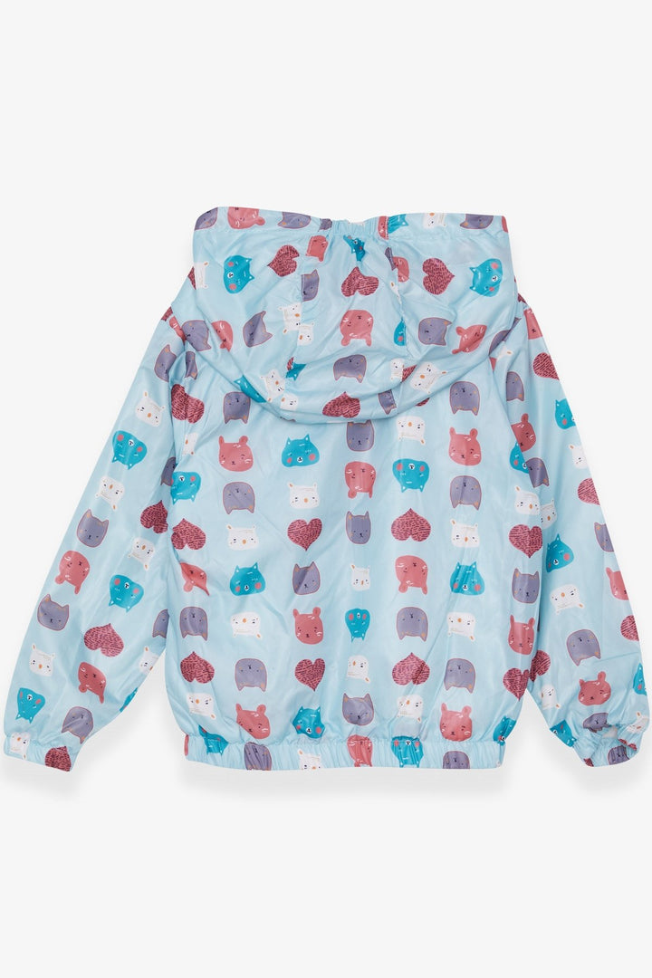 BRE Breeze Girl's Raincoat with Animal Pattern, 1-6 Years, Light Blue - Vista