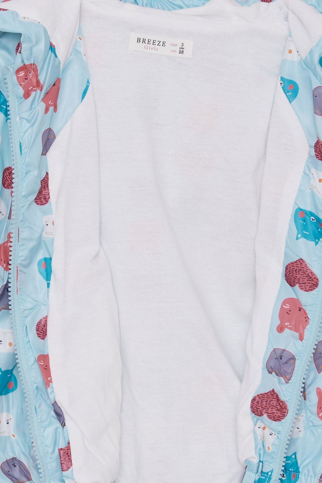 BRE Breeze Girl's Raincoat with Animal Pattern, 1-6 Years, Light Blue - Vista