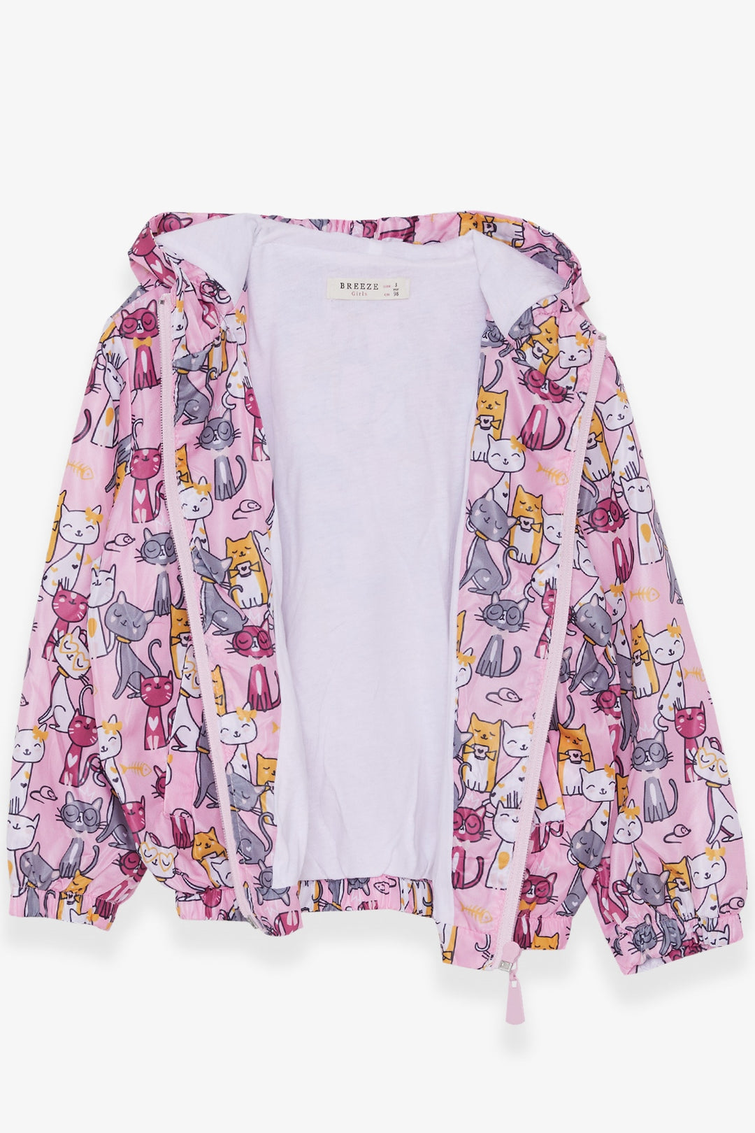 BRE Breeze Girl Child Raincoat Cute Cat Patterned 1-6 Years, Powder - Buena Vista Tomatlán
