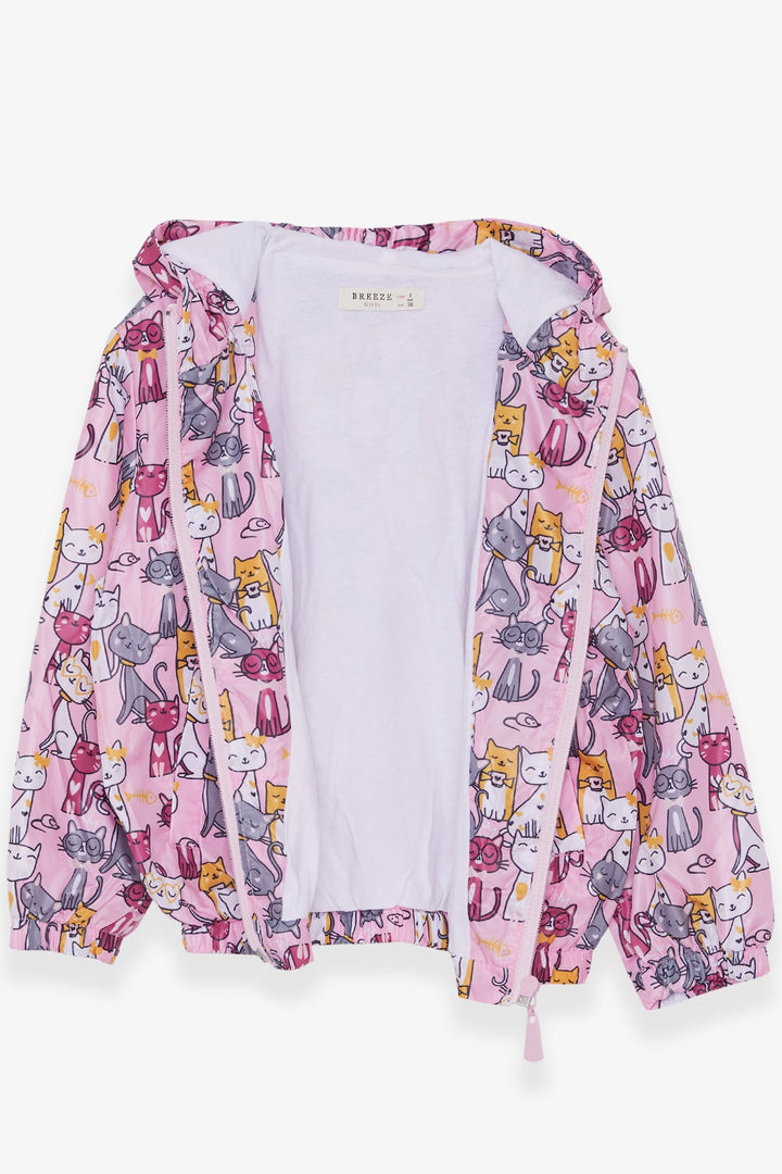BRE Breeze Girl Child Raincoat Cute Cat Patterned 1-6 Years, Powder - Buena Vista Tomatlán