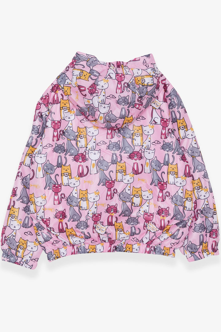 BRE Breeze Girl Child Raincoat Cute Cat Patterned 1-6 Years, Powder - Buena Vista Tomatlán