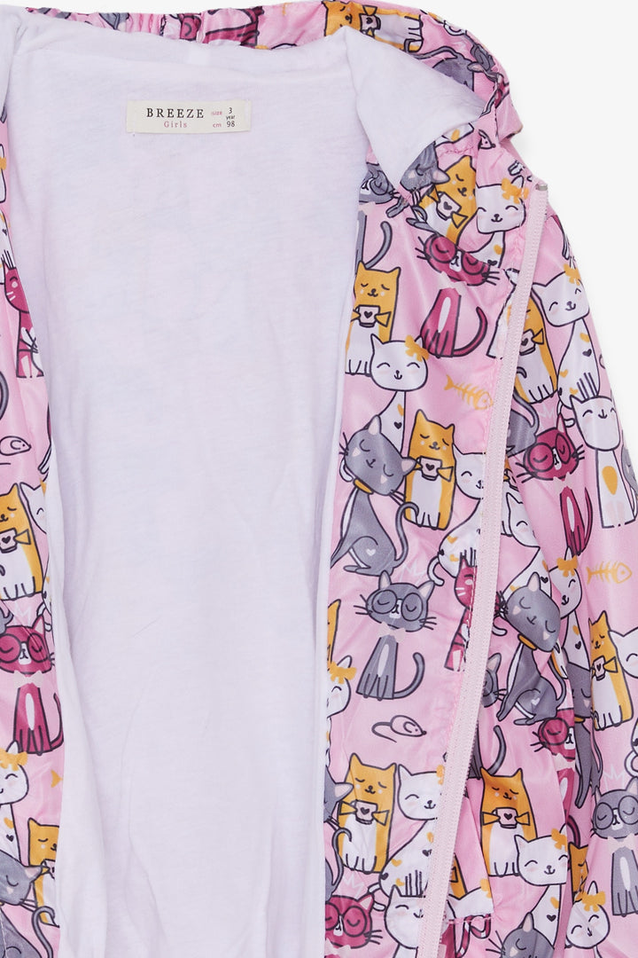 BRE Breeze Girl Child Raincoat Cute Cat Patterned 1-6 Years, Powder - Buena Vista Tomatlán