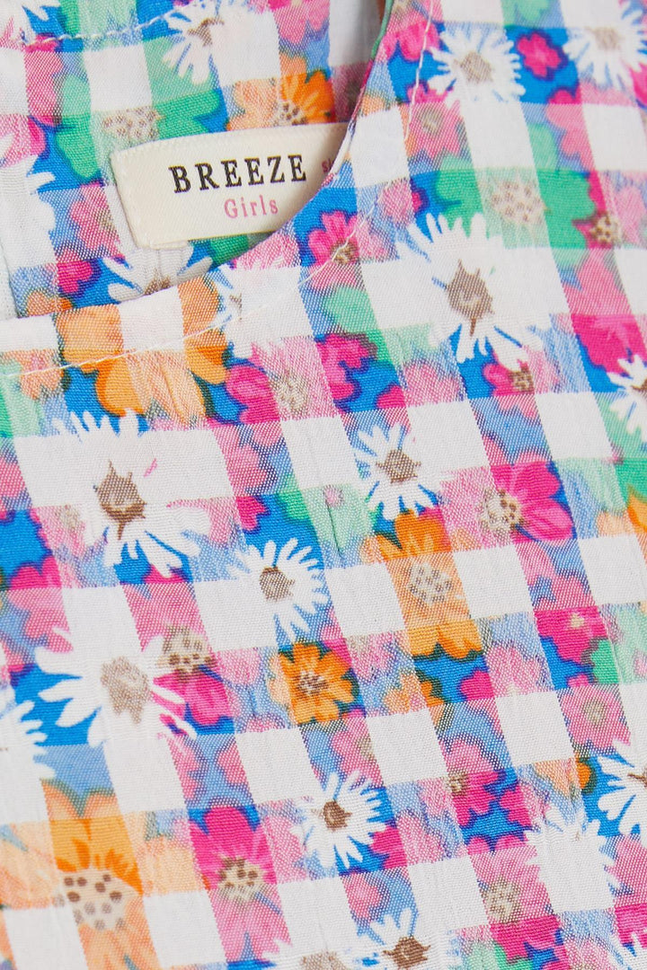 BRE Breeze Kz Children's Dress with Flower Patterned Ruffled Sleeves, 3-8 Years, Mixed Color - Leesburg