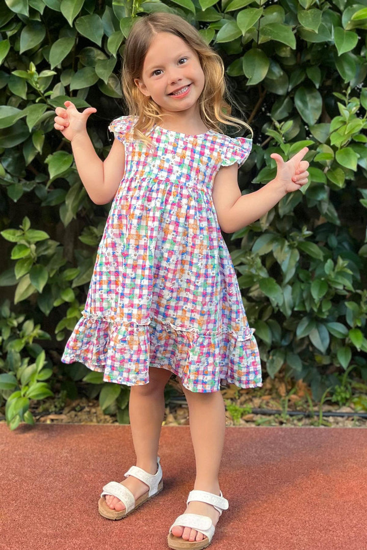 BRE Breeze Kz Children's Dress with Flower Patterned Ruffled Sleeves, 3-8 Years, Mixed Color - Leesburg