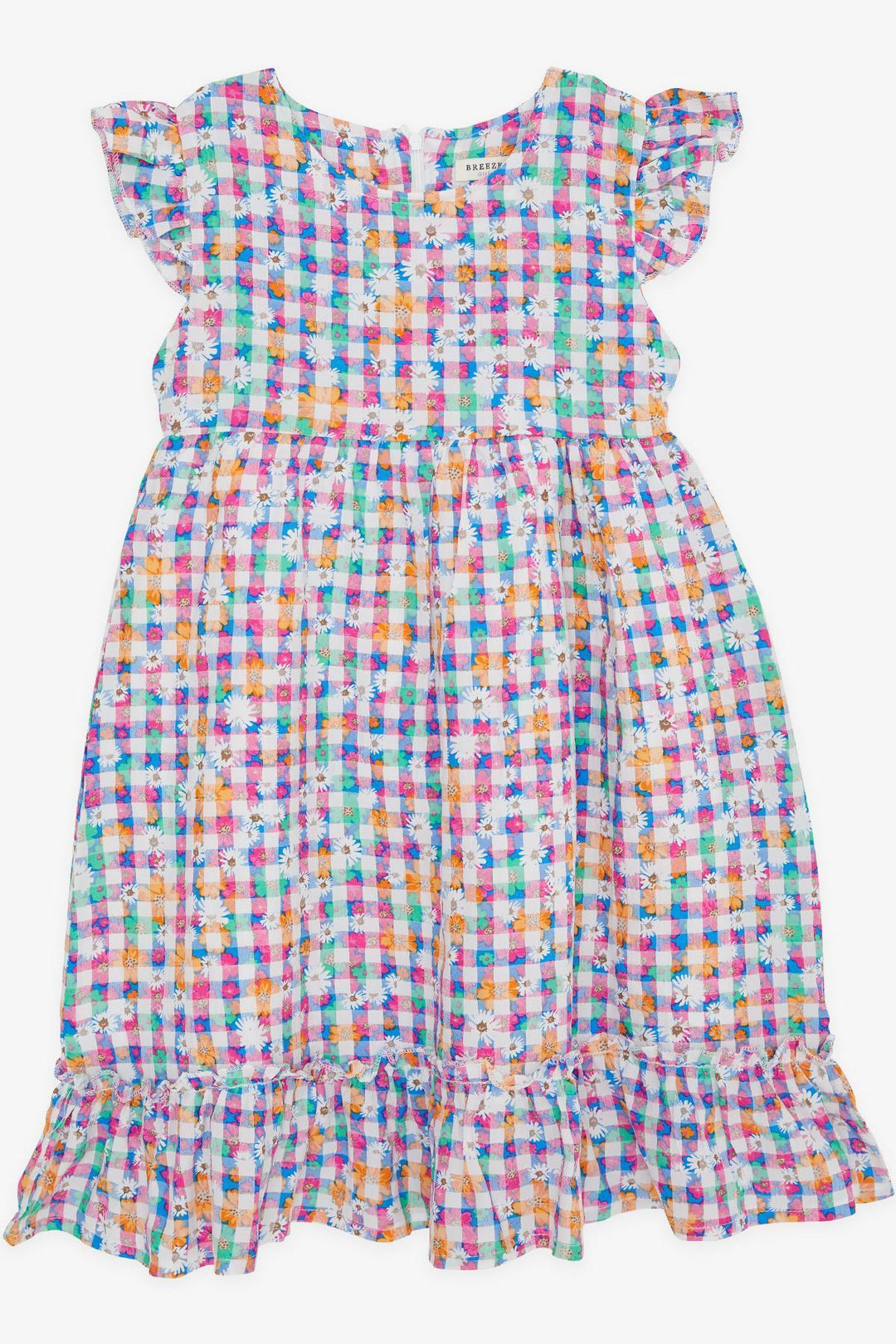BRE Breeze Kz Children's Dress with Flower Patterned Ruffled Sleeves, 3-8 Years, Mixed Color - Leesburg