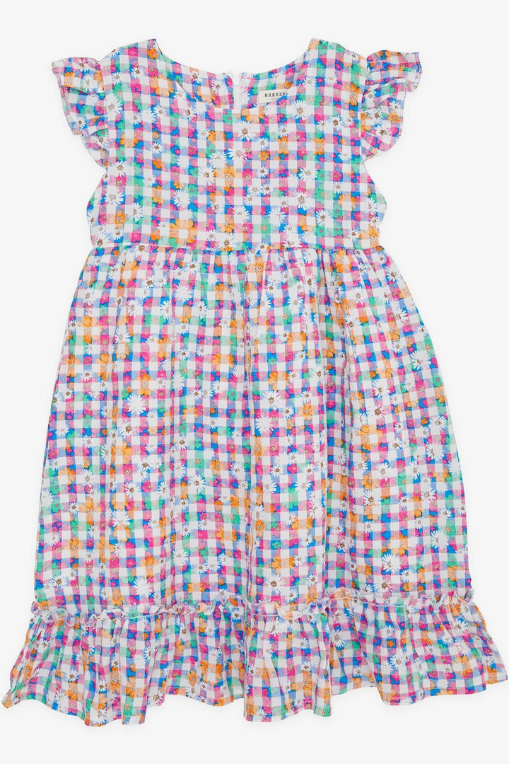 BRE Breeze Kz Children's Dress with Flower Patterned Ruffled Sleeves, 3-8 Years, Mixed Color - Leesburg