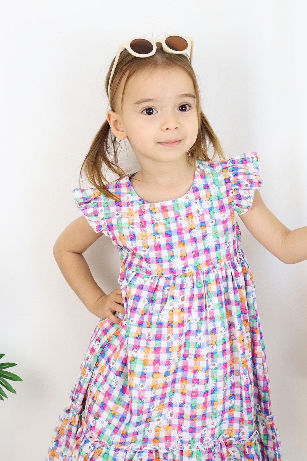 BRE Breeze Kz Children's Dress with Flower Patterned Ruffled Sleeves, 3-8 Years, Mixed Color - Leesburg