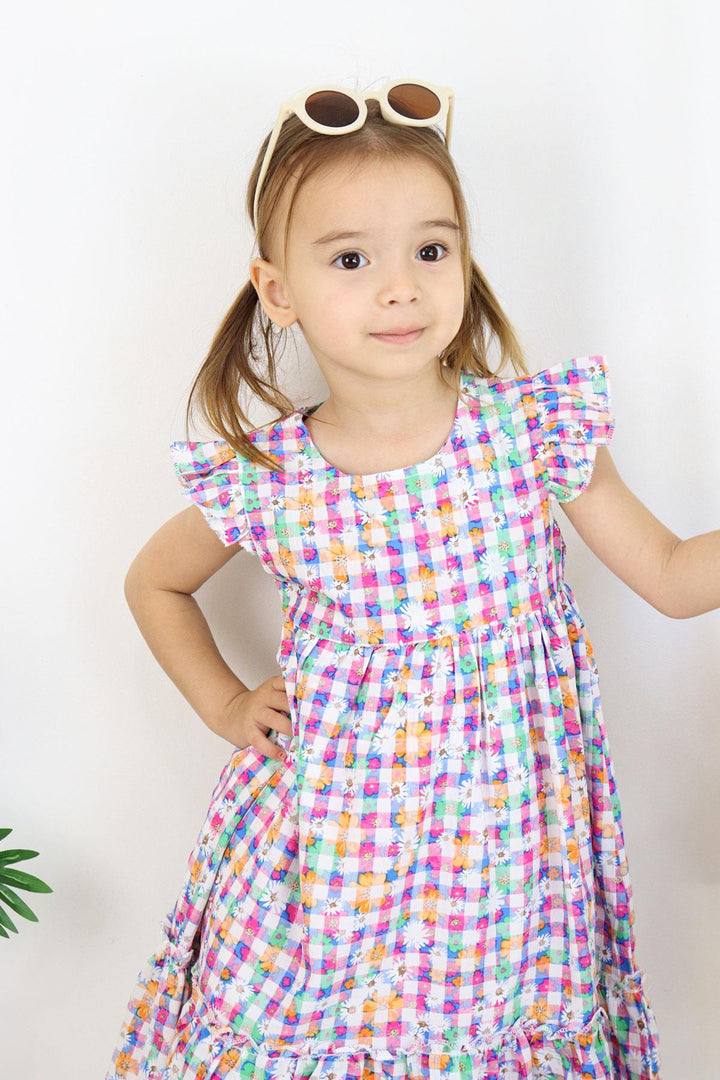 BRE Breeze Kz Children's Dress with Flower Patterned Ruffled Sleeves, 3-8 Years, Mixed Color - Leesburg