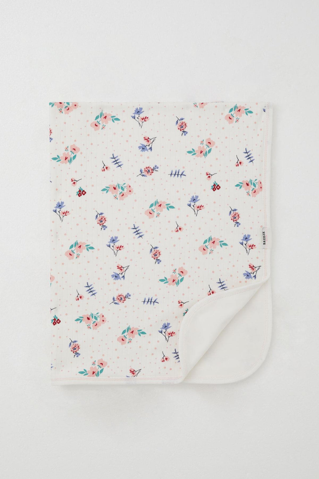 BRE Breeze Newborn Baby Blanket with Flower Pattern Polka Dot Detail Standard, Ecru - Uman