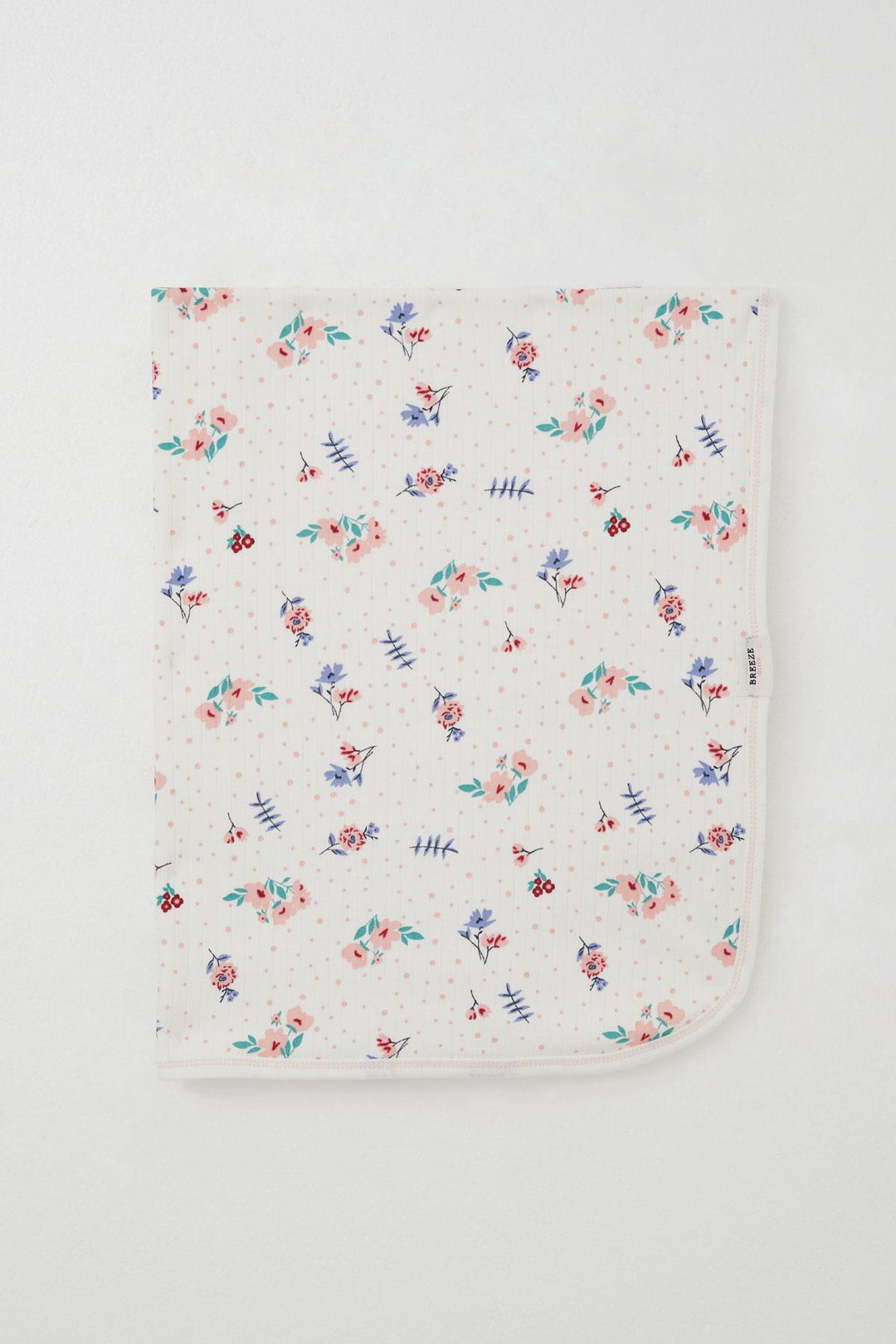 BRE Breeze Newborn Baby Blanket with Flower Pattern Polka Dot Detail Standard, Ecru - Aspen Hill