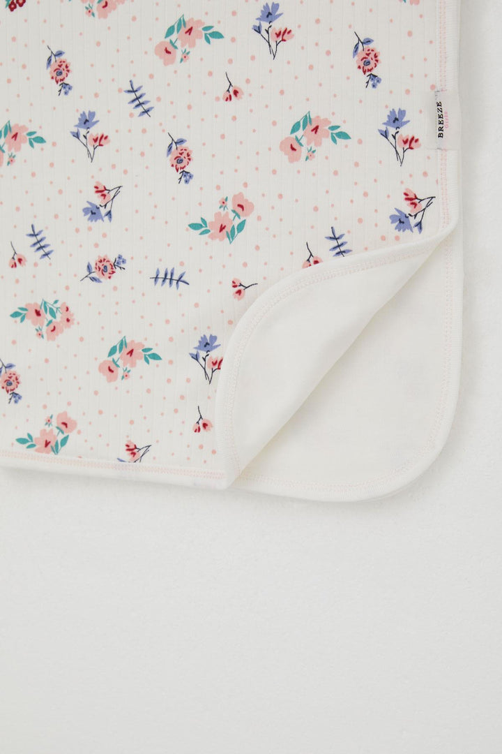 BRE Breeze Newborn Baby Blanket with Flower Pattern Polka Dot Detail Standard, Ecru - Aspen Hill