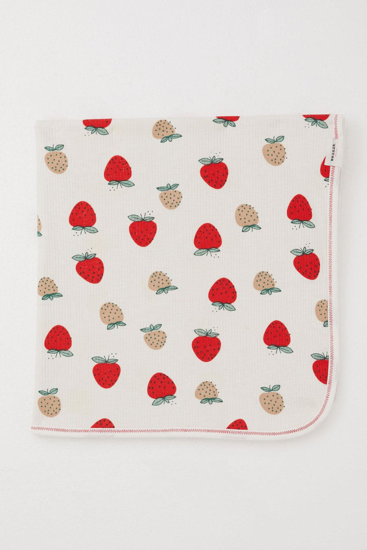 BRE Breeze Newborn Baby Blanket Strawberry Garden Patterned Standard, Ecru - Colmar