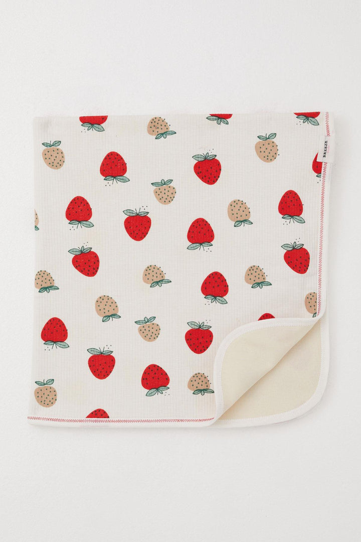BRE Breeze Newborn Baby Blanket Strawberry Garden Patterned Standard, Ecru - Colmar
