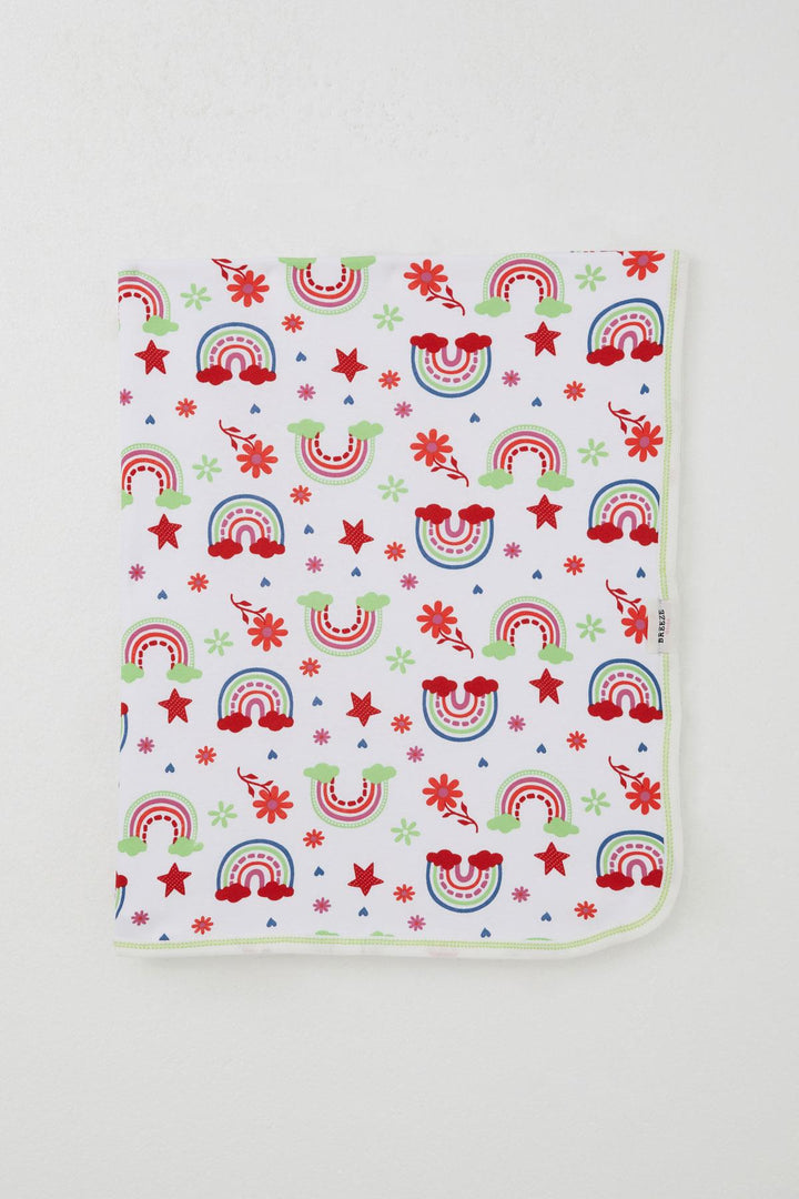 BRE Breeze Newborn Baby Blanket Rainbow Fairy Tale Flower Patterned Standard, White - Pensacola