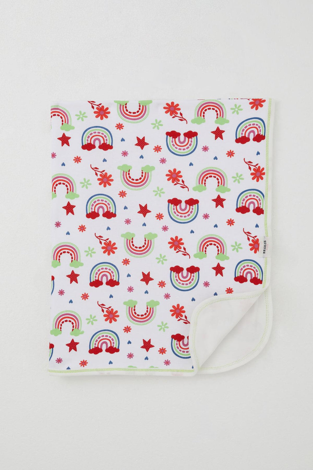 BRE Breeze Newborn Baby Blanket Rainbow Fairy Tale Flower Patterned Standard, White - Pensacola