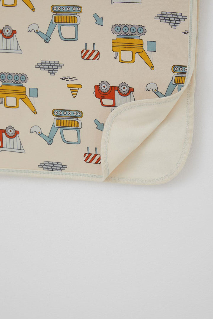 BRE Breeze Newborn Baby Blanket with Construction Machine Pattern, Beige - Santiago