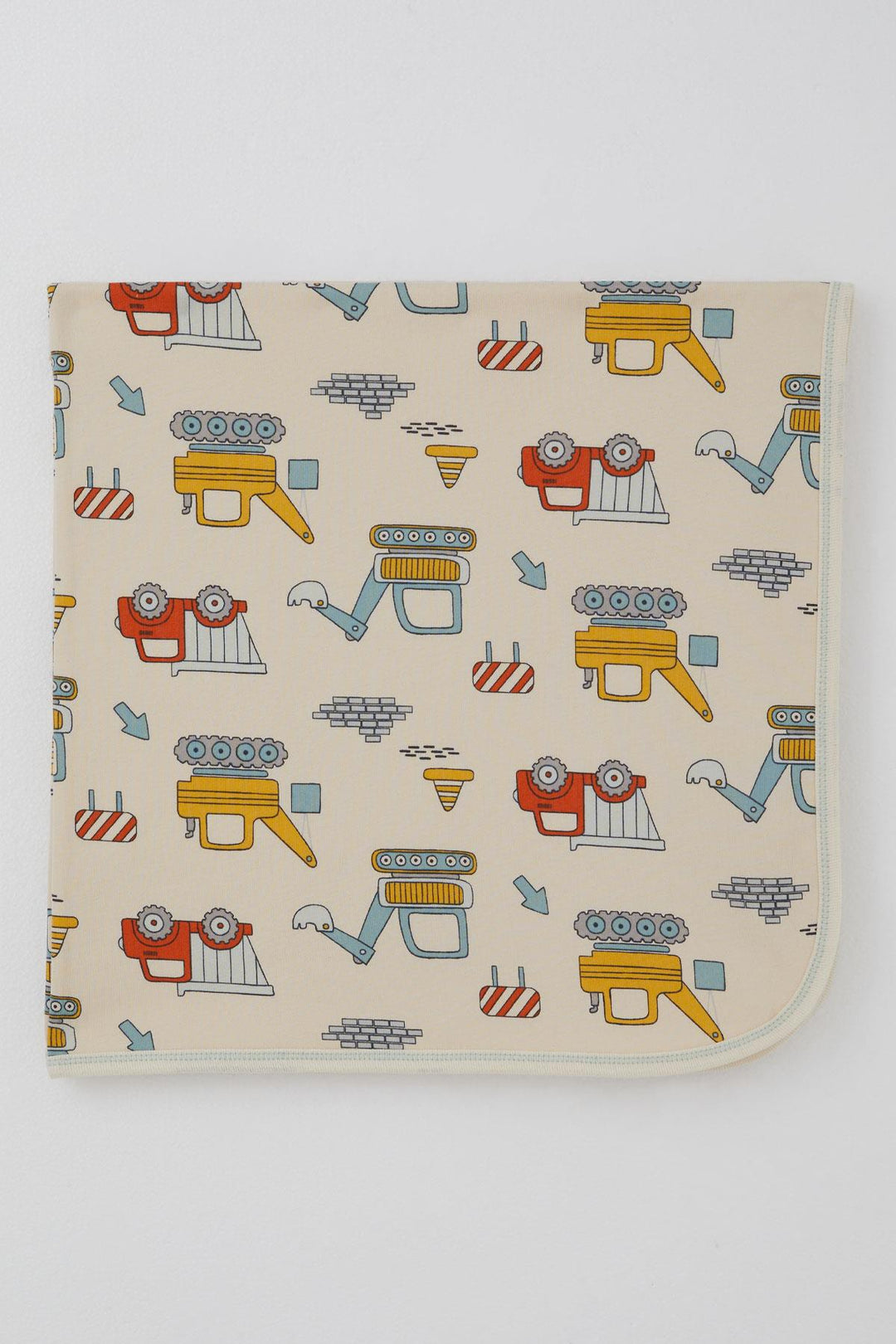 BRE Breeze Newborn Baby Blanket with Construction Machine Pattern, Beige - Santiago
