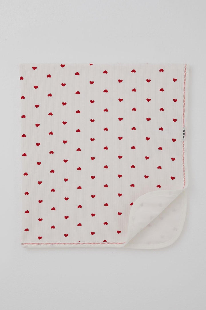 BRE Breeze Newborn Baby Blanket with Heart Pattern, Standard, Ecru - Dunedin
