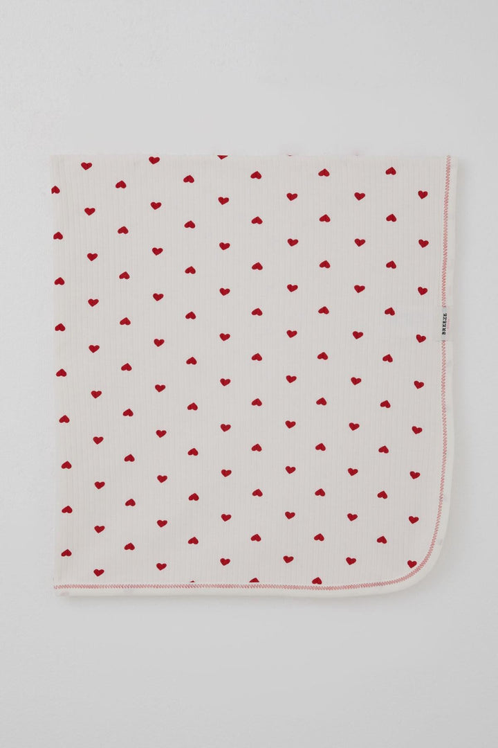 BRE Breeze Newborn Baby Blanket with Heart Pattern, Standard, Ecru - Dunedin