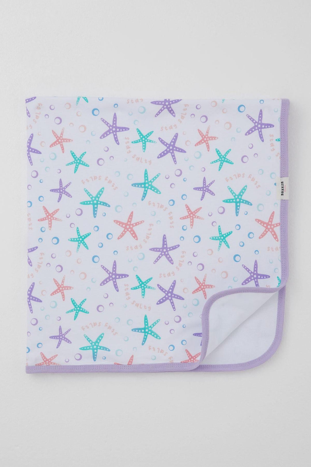 BRE Breeze Newborn Baby Blanket Colorful Starfish Pattern Standard, White - Andover