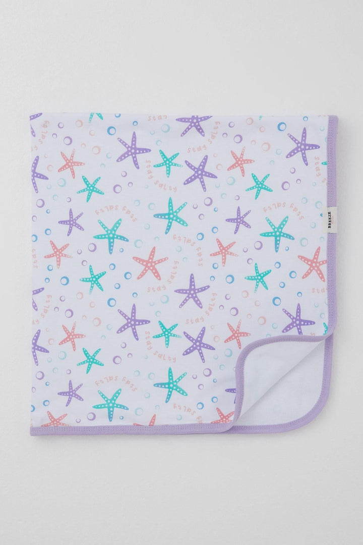 BRE Breeze Newborn Baby Blanket Colorful Starfish Pattern Standard, White - Andover