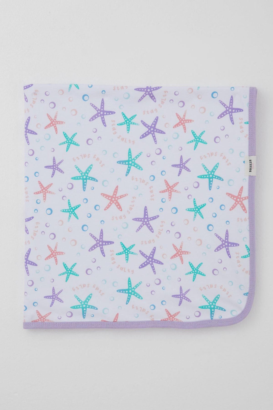BRE Breeze Newborn Baby Blanket Colorful Starfish Pattern Standard, White - Andover