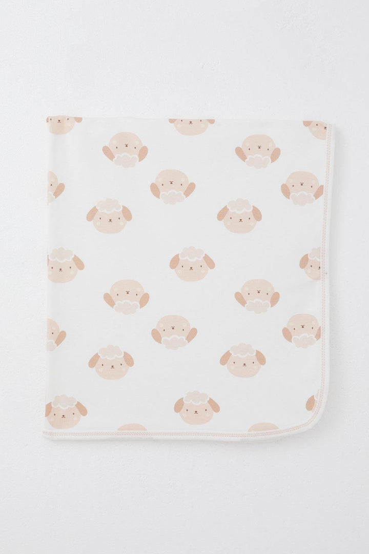 BRE Breeze Newborn Baby Blanket with Cute Lamb Pattern, Standard Size, Ecru - Le Havre