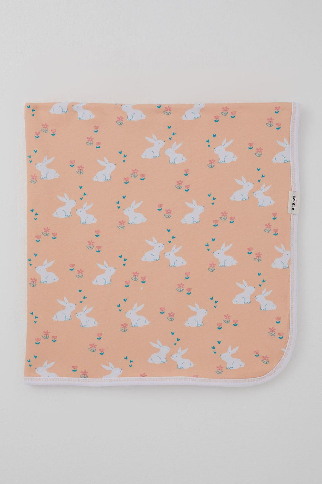 BRE Breeze Newborn Baby Blanket with Cute Bunny Pattern Flower Standart, Salmon - Providence