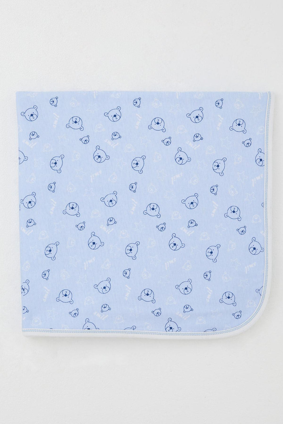 BRE Breeze Newborn Baby Blanket with Cute Bear Figure Star Pattern, Blue - Lage