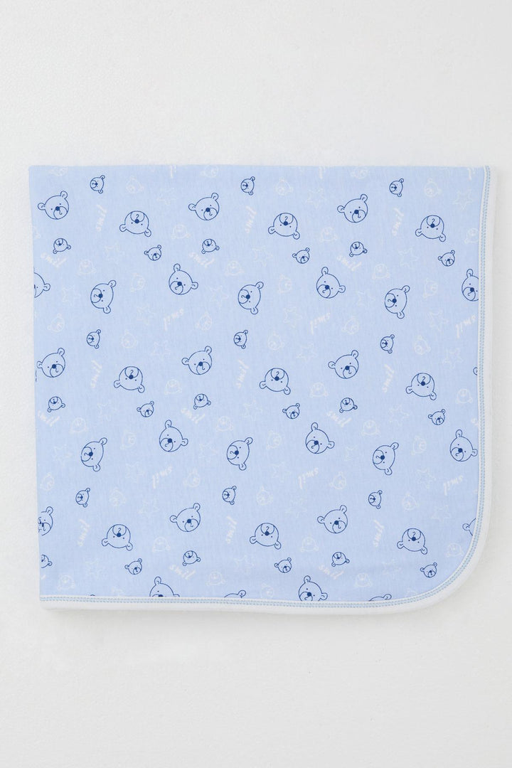 BRE Breeze Newborn Baby Blanket with Cute Bear Figure Star Pattern, Blue - Lage