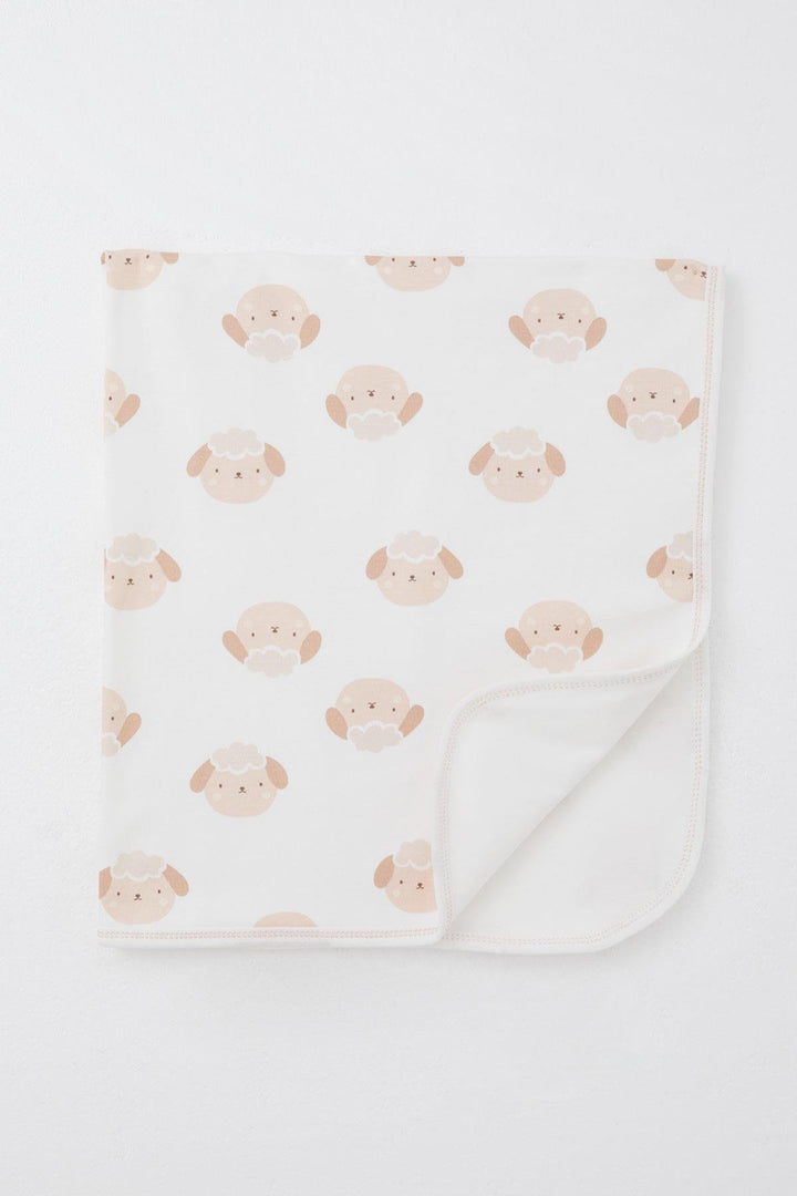BRE Breeze Newborn Baby Blanket with Cute Lamb Pattern, Standard Size, Ecru - Le Havre