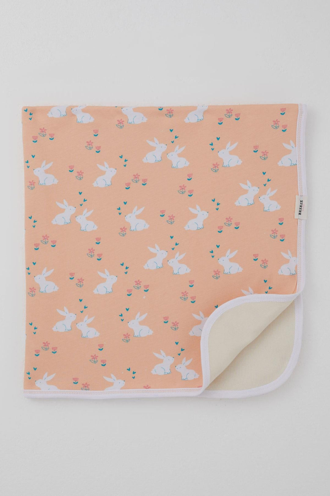 BRE Breeze Newborn Baby Blanket with Cute Bunny Pattern Flower Standart, Salmon - Providence