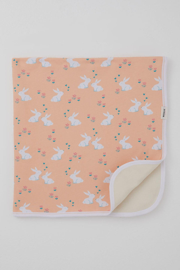 BRE Breeze Newborn Baby Blanket with Cute Bunny Pattern Flower Standart, Salmon - Providence