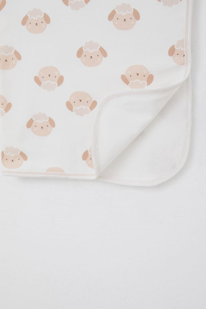 BRE Breeze Newborn Baby Blanket with Cute Lamb Pattern, Standard Size, Ecru - Le Havre