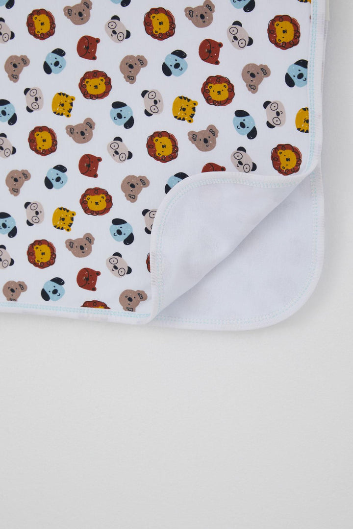 BRE Breeze Newborn Baby Blanket with Cute Animals Pattern, White - Mascouche