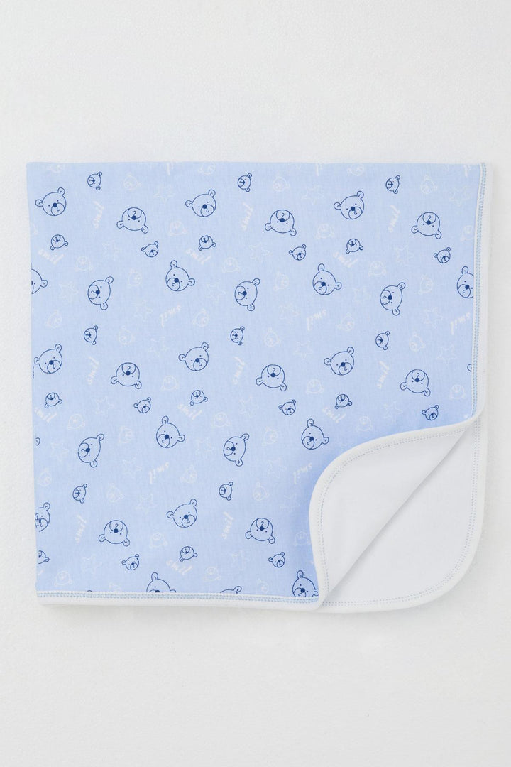 BRE Breeze Newborn Baby Blanket with Cute Bear Figure Star Pattern, Blue - Lage
