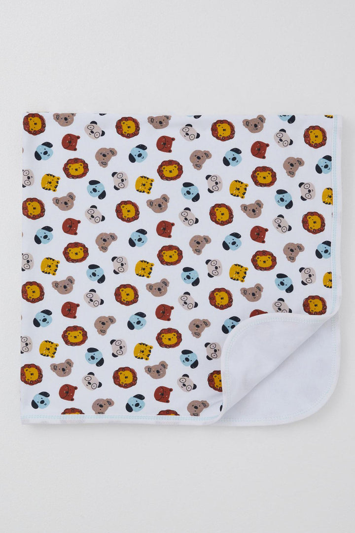BRE Breeze Newborn Baby Blanket with Cute Animals Pattern, White - Mascouche