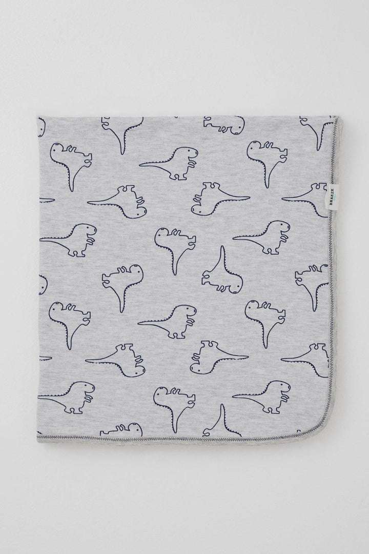 BRE Breeze Newborn Baby Blanket Cute Baby Dinosaurs Patterned Standard, Light Grey Melange - Santa Clara