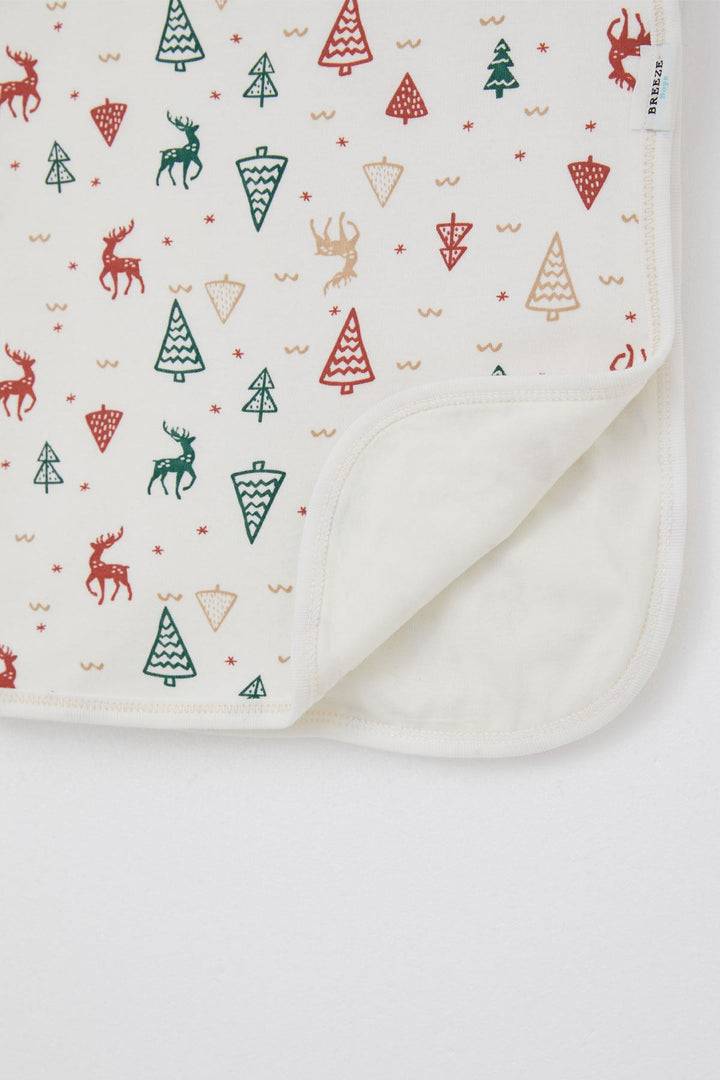 BRE Breeze Newborn Baby Blanket Christmas Themed Deer Pattern Standard, Ecru - Netishyn
