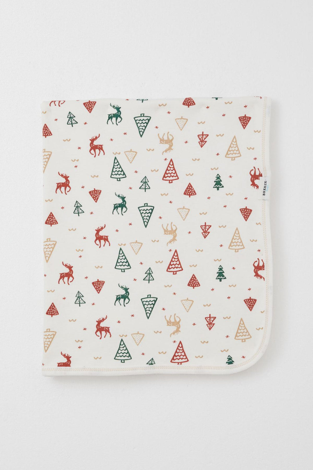 BRE Breeze Newborn Baby Blanket Christmas Themed Deer Pattern Standard, Ecru - Netishyn