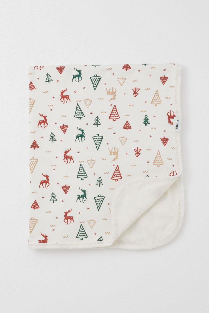 BRE Breeze Newborn Baby Blanket Christmas Themed Deer Pattern Standard, Ecru - Netishyn